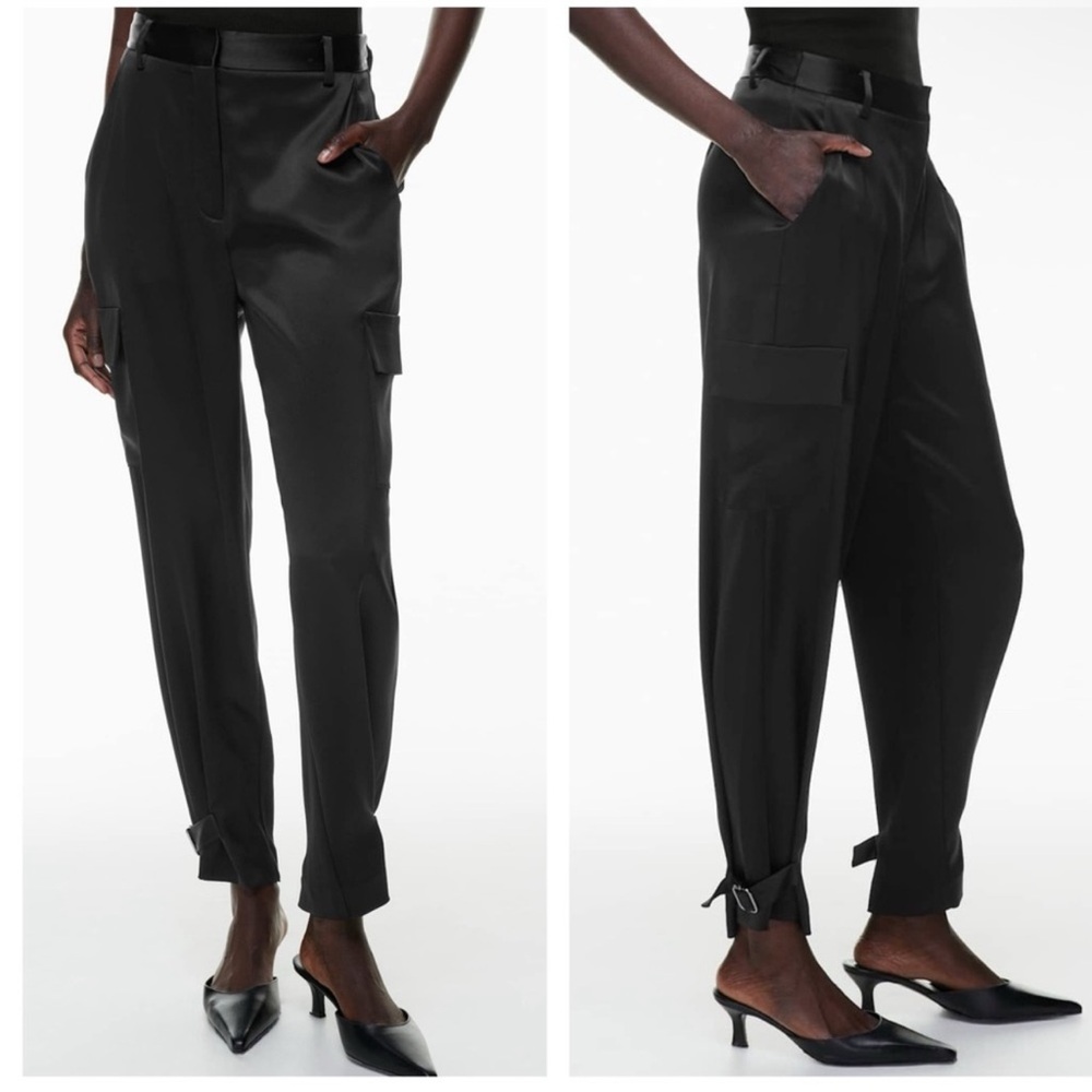 Aritzia Black Satin Trousers